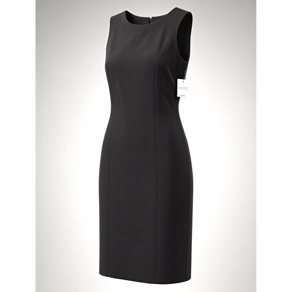 NWT Kasper Woman Plus Size 18W Black Sleeveless Sheath Midi Dress Career Work